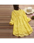 2020 ZANZEA bawełniane lniane topy kobiety bluzka elegancka V Neck z długim rękawem koszula Casual jesienna koronka koszule w st