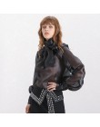 TWOTWINSTYLE eleganckie perspektywy damskie topy i bluzki latarnia rękaw zasznurować Plus Size koszule damskie 2019 moda jesień 
