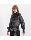 TWOTWINSTYLE eleganckie perspektywy damskie topy i bluzki latarnia rękaw zasznurować Plus Size koszule damskie 2019 moda jesień 