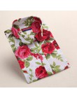 Dioufond nowe w kwiatki z długim rękawem bluzka Vintage Cherry skręcić w dół kołnierz koszuli Blusas Feminino bluzki damskie top
