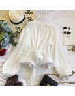 Neploe Ruched plisowane falbany Blusa Sashes Vintage Grace kobiety bluzka 2020 wiosenny i jesienny nowy moda elegancka koszulka 