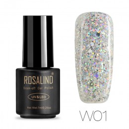 ROSALIND 7ML żelowy lakier do paznokci diamentowy brokat żel W01-29 żelowy lakier do paznokci Nail Art UV i LED Soak-Off Glitter