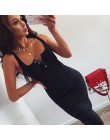 WannaThis do kolan sukienka z dzianiny elastyczna bez rękawów Bodycon eleganckie kobiety 2019 lato Sexy dekolt przycisk Party wą