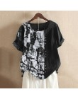 Damska patchworkowa bluzka w stylu casual, z nadrukami topy 2020 Vintage letnia koszulka z krótkim rękawem damska O Neck Blusas 