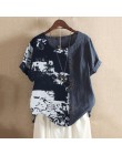 Damska patchworkowa bluzka w stylu casual, z nadrukami topy 2020 Vintage letnia koszulka z krótkim rękawem damska O Neck Blusas 
