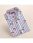 Dioufond nowe w kwiatki z długim rękawem bluzka Vintage Cherry skręcić w dół kołnierz koszuli Blusas Feminino bluzki damskie top