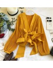 Neploe Ruched plisowane falbany Blusa Sashes Vintage Grace kobiety bluzka 2020 wiosenny i jesienny nowy moda elegancka koszulka 