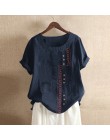 Damska patchworkowa bluzka w stylu casual, z nadrukami topy 2020 Vintage letnia koszulka z krótkim rękawem damska O Neck Blusas 