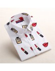 Dioufond nowe w kwiatki z długim rękawem bluzka Vintage Cherry skręcić w dół kołnierz koszuli Blusas Feminino bluzki damskie top