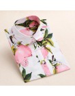 Dioufond nowe w kwiatki z długim rękawem bluzka Vintage Cherry skręcić w dół kołnierz koszuli Blusas Feminino bluzki damskie top