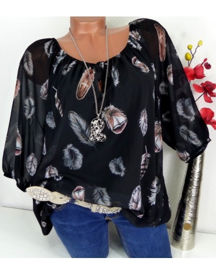 Moda 5XL Plus duże rozmiary damskie bluzki letnie bluzki nowa luźna bluza biały luźny nadruk z piór V Neck koszulki z półrękawem
