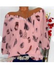 Moda 5XL Plus duże rozmiary damskie bluzki letnie bluzki nowa luźna bluza biały luźny nadruk z piór V Neck koszulki z półrękawem