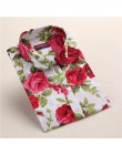 Dioufond nowe w kwiatki z długim rękawem bluzka Vintage Cherry skręcić w dół kołnierz koszuli Blusas Feminino bluzki damskie top