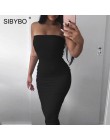 Sibybo Off Shoulder bez ramiączek Sexy kobiety sukienka bez rękawów prosto długa obcisła sukienka Backless w stylu casual, letni