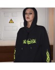 Weekeep kobiety luźna odzież uliczna czarna bluza z dzianiny z kapturem Shinning bluzy z kapturem z nadrukami moda Moletom długa