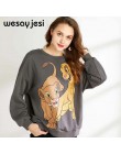Bluzy damskie bluzy 2020 czarny różowy król lew damskie bluzy z kapturem i nadrukiem z długim rękawem O Neck bluza damska luźny 