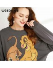 Bluzy damskie bluzy 2020 czarny różowy król lew damskie bluzy z kapturem i nadrukiem z długim rękawem O Neck bluza damska luźny 