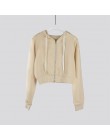 Fitshinling Zip-up jesienne zimowe damskie bluzy kieszenie szczupła krótka kurtka ubrania damskie sznurkiem białe seksowne bluzy