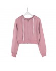 Fitshinling Zip-up jesienne zimowe damskie bluzy kieszenie szczupła krótka kurtka ubrania damskie sznurkiem białe seksowne bluzy