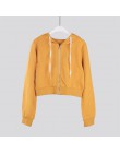 Fitshinling Zip-up jesienne zimowe damskie bluzy kieszenie szczupła krótka kurtka ubrania damskie sznurkiem białe seksowne bluzy