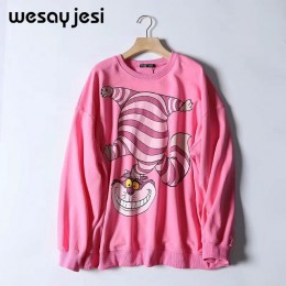 Bluzy damskie bluzy 2020 czarny różowy król lew damskie bluzy z kapturem i nadrukiem z długim rękawem O Neck bluza damska luźny 