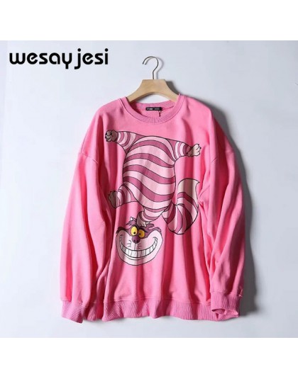 Bluzy damskie bluzy 2020 czarny różowy król lew damskie bluzy z kapturem i nadrukiem z długim rękawem O Neck bluza damska luźny 