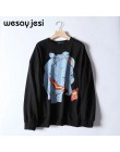 Bluzy damskie bluzy 2020 czarny różowy król lew damskie bluzy z kapturem i nadrukiem z długim rękawem O Neck bluza damska luźny 