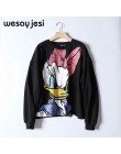 Bluzy damskie bluzy 2020 czarny różowy król lew damskie bluzy z kapturem i nadrukiem z długim rękawem O Neck bluza damska luźny 