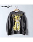 Bluzy damskie bluzy 2020 czarny różowy król lew damskie bluzy z kapturem i nadrukiem z długim rękawem O Neck bluza damska luźny 