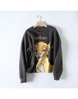 Bluzy damskie bluzy 2020 czarny różowy król lew damskie bluzy z kapturem i nadrukiem z długim rękawem O Neck bluza damska luźny 