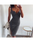 WannaThis do kolan sukienka z dzianiny elastyczna bez rękawów Bodycon eleganckie kobiety 2019 lato Sexy dekolt przycisk Party wą