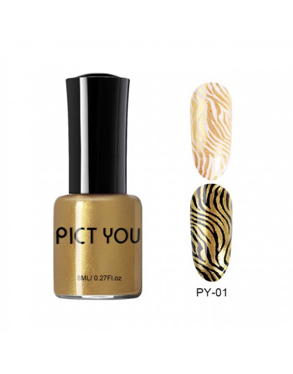 Pict You 8ml tłoczenie lakier do paznokci kolor czarny biały czerwony lakier do paznokci lakier do paznokci DIY Design tłoczenie