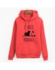 Marka tracksuis moda damska bluzy z długim rękawem 2019 moleton feminino bluzy z polaru Panda nienawidzę poranki bluza kobieta