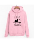 Marka tracksuis moda damska bluzy z długim rękawem 2019 moleton feminino bluzy z polaru Panda nienawidzę poranki bluza kobieta