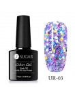 UR SUGAR 7.5ml holograficzny brokatowy lakier do paznokci błyszczące błyszczące cekiny lakier UV żel Rainbow laserowe usuwanie ż