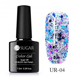 UR SUGAR 7.5ml holograficzny brokatowy lakier do paznokci błyszczące błyszczące cekiny lakier UV żel Rainbow laserowe usuwanie ż