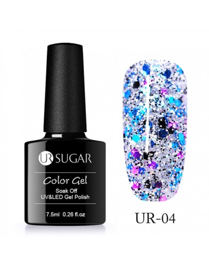 UR SUGAR 7.5ml holograficzny brokatowy lakier do paznokci błyszczące błyszczące cekiny lakier UV żel Rainbow laserowe usuwanie ż