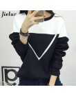 2020 zima nowe mody czarno-białe urocze kolorowe bluzy patchworkowe kobiety V wzór sweter bluza kobiet dres M-XXL