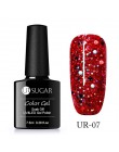 UR SUGAR 7.5ml holograficzny brokatowy lakier do paznokci błyszczące błyszczące cekiny lakier UV żel Rainbow laserowe usuwanie ż