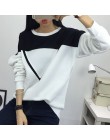 2020 zima nowe mody czarno-białe urocze kolorowe bluzy patchworkowe kobiety V wzór sweter bluza kobiet dres M-XXL
