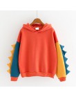 Bluzy Patchwork zima śliczna bluza w stylu Kawaii Harajuku kobiety Oversize bluza z kapturem dinozaur cos topy dres sudadera now