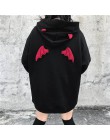NiceMix jesień wiosna kobiety bluzy High Street Harajuku śliczne bluzy Punk Gothic diabeł róg Chic sweter z kapturem luźny pot