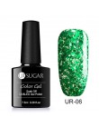 UR SUGAR 7.5ml holograficzny brokatowy lakier do paznokci błyszczące błyszczące cekiny lakier UV żel Rainbow laserowe usuwanie ż