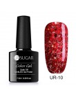 UR SUGAR 7.5ml holograficzny brokatowy lakier do paznokci błyszczące błyszczące cekiny lakier UV żel Rainbow laserowe usuwanie ż