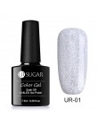 UR SUGAR 7.5ml holograficzny brokatowy lakier do paznokci błyszczące błyszczące cekiny lakier UV żel Rainbow laserowe usuwanie ż