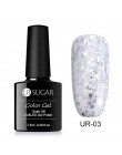 UR SUGAR 7.5ml holograficzny brokatowy lakier do paznokci błyszczące błyszczące cekiny lakier UV żel Rainbow laserowe usuwanie ż