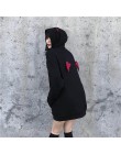 NiceMix jesień wiosna kobiety bluzy High Street Harajuku śliczne bluzy Punk Gothic diabeł róg Chic sweter z kapturem luźny pot