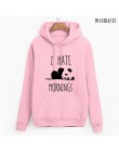 Marka tracksuis moda damska bluzy z długim rękawem 2019 moleton feminino bluzy z polaru Panda nienawidzę poranki bluza kobieta