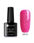 UR SUGAR 7.5ml holograficzny brokatowy lakier do paznokci błyszczące błyszczące cekiny lakier UV żel Rainbow laserowe usuwanie ż