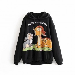 Aachoae bluza z kapturem z motywem kreskówkowym damska wiosna z długim rękawem bluza z kapturem Harajuku bluzy w stylu casual lu